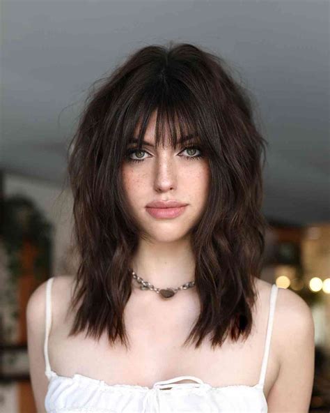 shoulder length hairstyles with bangs|medium haircut with bangs 2022.